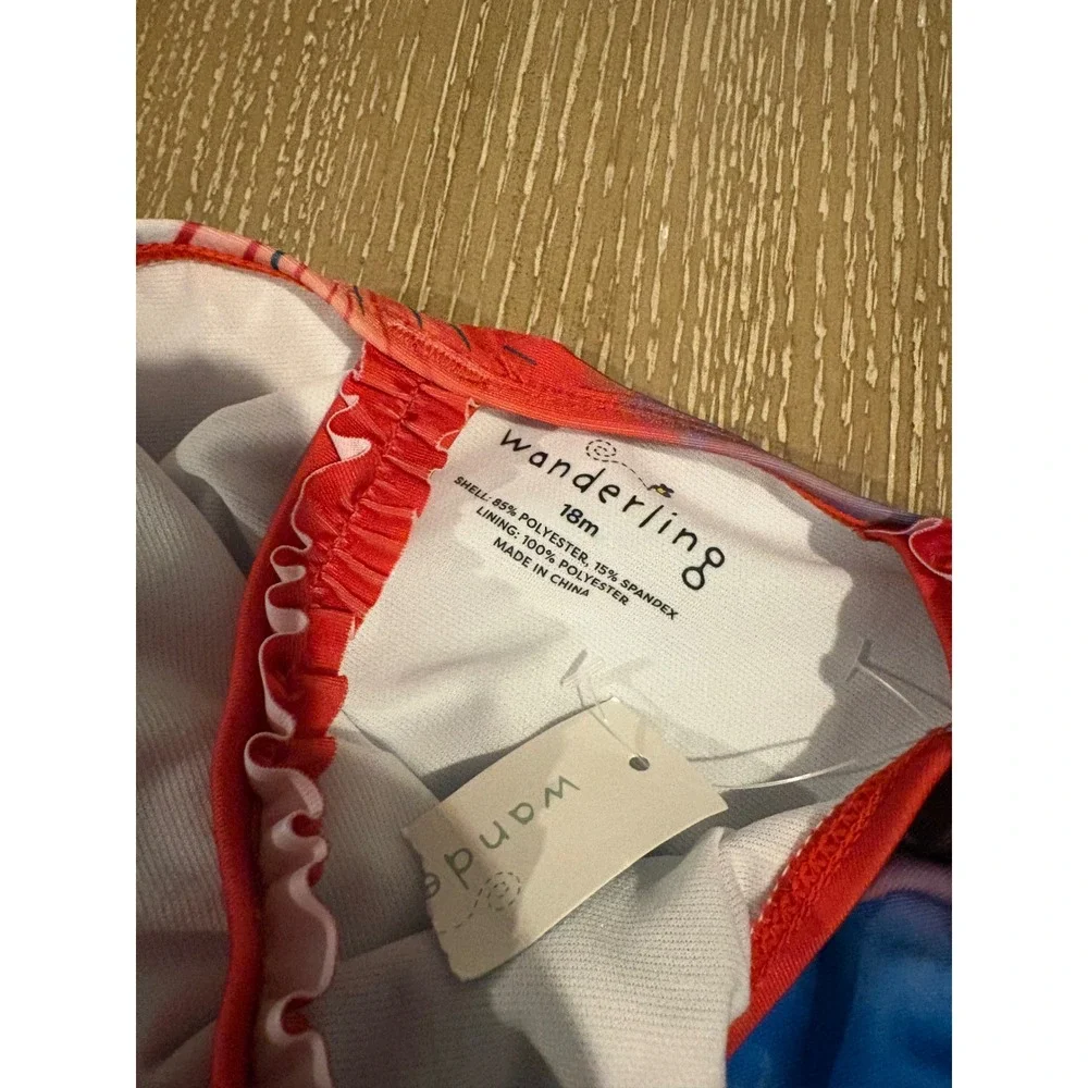 Wanderling Baby Girls 18M One Piece Swimsuit Red White Blue‎ Fireworks NWT